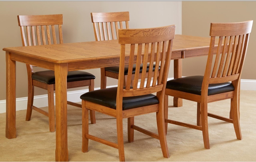 Oak Family Dining Four Leg Table with laminate top Murphys Furniture